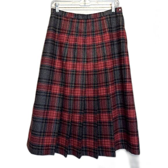 Vintage European midi wool plaid skirt - Picture 1 of 7